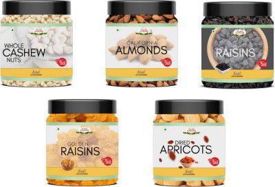 Nature Aahar Dryfruit combo 5 in 1 combo cashew almond green black raisins apricot(200gm*5) Assorted Nuts  (5 x 0.2 kg)