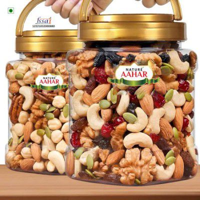 Nature Aahar Mix Dry Fruit | Panchmeva | 500gm | JAR | Almonds, Cashews, Raisins, Dry Dates, Figs, Pistachios, Walnuts, Assorted Fruits & Nuts  (500 g)