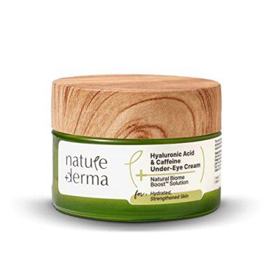 Nature Derma Hyaluronic Acid and Caffeine Under Eye Cream with Natural Biome-Boost™|Reduces Dark Circles, Puffiness, Fine Lines & Wrinkles|Hydrated, Strengthened Skin | 15ml | Dermatologically Tested