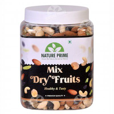 Nature Prime 100% Natural Premium Mix Dry Fruits 1kg with Almonds | Cashew | Kishmish | Apricot | Black Raisins | Dried Kiwi
