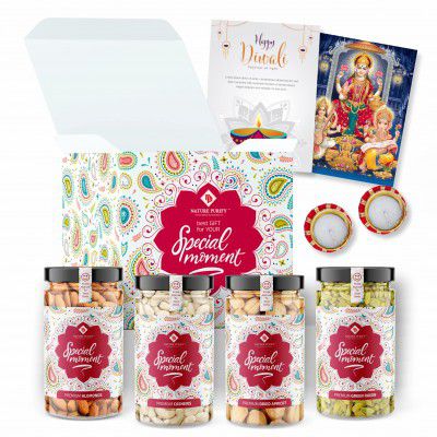 Nature Purify Combo with Gift Dry Fruits Premium Gift Hamper - 400G | Almond, Cashew, Green Raisins, Apricot 100G Each