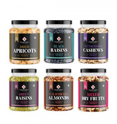 Nature Purify Dried Fruits Combo 1.5 kg (Almond, Cashew, Apricot, Raisins, Black Raisins & Mixed Nuts)