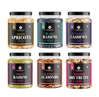 Nature Purify Dry Fruit Combo 1.5 kg (Almond, Cashew, Mixed Nuts, Green Raisins, Apricot & Black Raisins 250g Each)