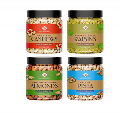 Nature Purify Dry Fruits Combo Pack - (200g * 4) 800g (Almonds, Cashews, Pistachios, Raisins) - All Premium.