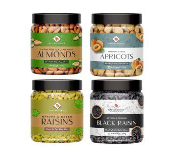 Nature Purify Dry Fruits Combo Pack (Almond, Apricot, Kishmish, Black Raisins- 250g Each)-1kg