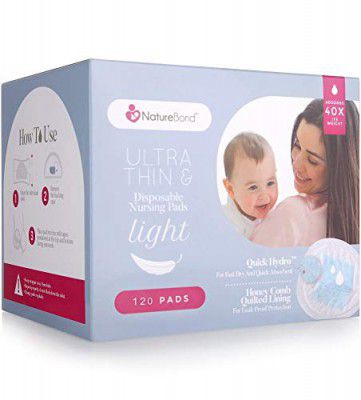 NatureBond Disposable Nursing Pads Breast Pads Ultra Thin Comfort Light Highly Absorbent | Breastfeeding Pads in Contoured Honey-Comb Shape (120 pcs)