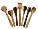natureCrafts Wooden Cooking and Serving Spoons Non Stick (Set of 7) - Kitchen Tools Utensils SpatulasLadles...