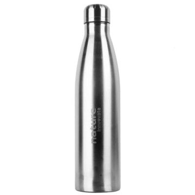 NatureInnovate Fresh Stainless steel 24 Hours Hot and Cold Water Bottle -1 litres, Water Bottles for School, Office, Home, Gym, Kids, Girls, Boys, Leak Proof 1000ml Silver (Silver New)