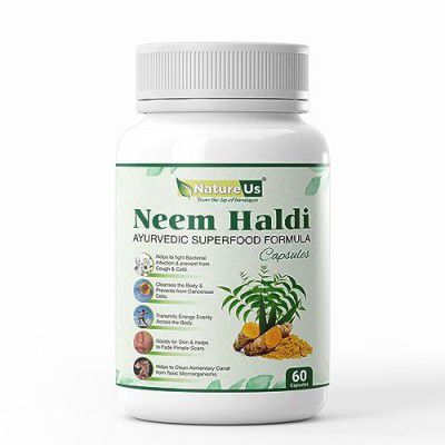 Natureus Neem & Turmeric Capsules | Natural Ayurvedic Antioxidant | Blood Purifier | Control Acne & Pimple | Boost Immunity & Balance Blood Sugar Level - 60 Capsules