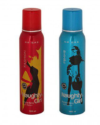 Naughty Girl FASHION & FEMME No Gas Perfume spray for Women- (Set of 2) (150ml each)