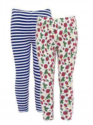 Naughty Ninos Girls Cotton Girls Pack of 2 Printed Ankle-Length Leggings for 2 to 12 Years