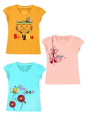 Naughty Ninos Girls Printed Tshirt -Pack of 3 (2 Year-8 Years)