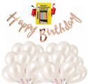 Naveen decoration kit 32 pcs (30 pcs White Metallic Balloons, 1 set Gold Happy Birthday Banner, 1 pkt Stick Candle)...