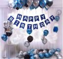Naveen decoration kit 32 pcs(10+10+10 pcs Black, Blue and Silver Metallic Balloons, 1 set Blue Happy Birthday Banner, 1 pc Star Foil Balloon)...