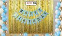 Naveen decoration kit 33 pcs(10+10+10 pc Blue Silver and Gold Metallic Balloons, 1 set Blue Happy Birthday Banner, 2 pc Gold Foil Curtain)...