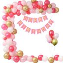 Naveen decoration kit 41 pcs(10+10+10+10 pcs Pink, Gold, Red and White Metallic Balloons, 1 set Happy Birthday Banner )...