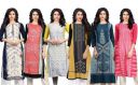 Navlik Women's Crepe Straight Kurti(Pack of 6)...