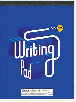 Navneet Youva | Writing Pad | Size No. 4 with Flap | 21.5 cm x 28.5 cm | Single Line Notepad | 80 Pages | Pack of 6, Multicolor (22838)