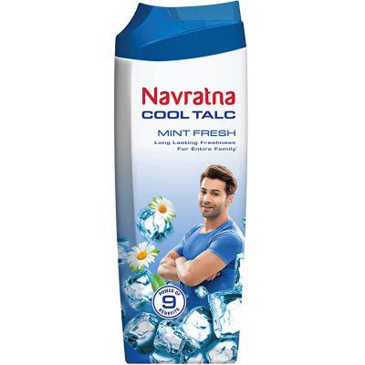Navratna Cool Mint Fresh Talc | Instant Sweat Absorption and Cooling Effect | 400gm