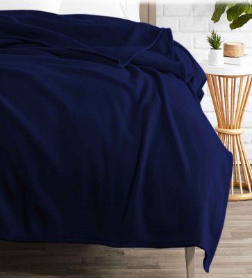 Navy Blue Polyester Solid 140 GSM Single Polar Blanket