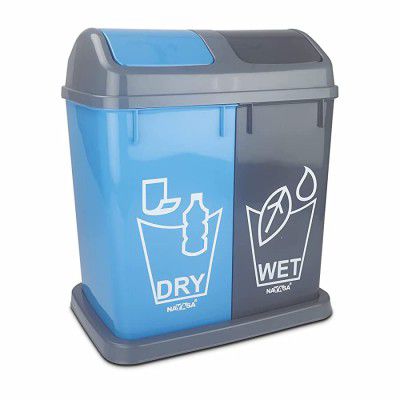 Nayasa 2 In 1 Swing Waste Bin Light Blue & Grey 