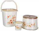 Nayasa Avekin Plastic Square Deluxe Bathroom Set of 3 (25 L, Off-White, 3-Pieces)...