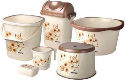 Nayasa Bathroom Set Deluxe, 6 pieces 25 L Plastic Bucket (Brown)