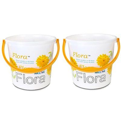 Nayasa Boon Bucket Bucket No. 18-16 Ltrs, Pack of 2, Floral Print, Yellow