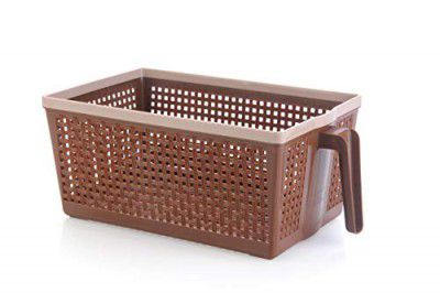 Nayasa Frill No. 1 Plastic Fruit Basket, Small, Chocolate, 0.490 kilogram