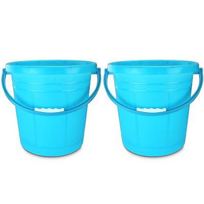 Nayasa Frosty DLX Bucket No. 05-5 Ltrs, Pack of 2, Matte Finish Plastic Bathroom Set, Ideal for Home & Office, Small, Blue