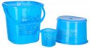 Nayasa Funk Bathroom Set 3 Pieces- Bucket (18 litres), Mug (1.5 Liters) and 1 Stool, Blue | Bathroom Accessory Set(Plastic)...