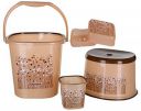 Nayasa Funk Bathroom Set 4-Pieces - Bucket (25 litres) with Mug (1.5 litres), Stool & Soap Case, Brown | Bathroom Accessory Set(Plastic)...