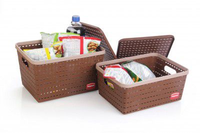 Nayasa Gloria Basket for Storage Set of 2 | Brown