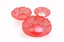 Nayasa Heart 3 Piece Plastic Fruit Basket Set | 29.8 cm X 29.8 cm X 8 cm | Red...