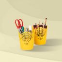 Nayasa Lacy 2 Piece Plastic Tall Basket Set, Yellow 12.4x12.5x16.3 cm...