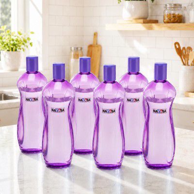 Nayasa Loopy 1000 ML Pet Plastic Fridge Water Bottles Set of 6 