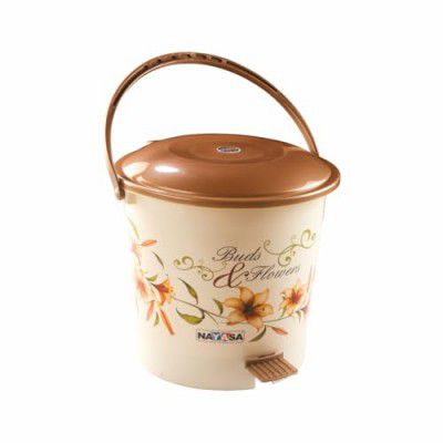 Nayasa Pedal Bin Deluxe - 6 Ltrs | Garbage Waste Bin With Lid and Handle | Brown