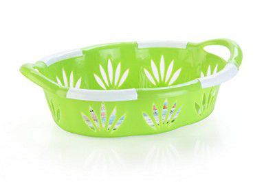 Nayasa Plastic Blossom 2 Piece Oval Fruit Basket Set (Green)