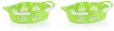 NAYASA Plastic Blossom oval Basket (Pack of 2)