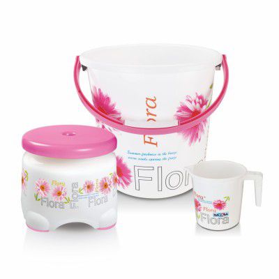 Nayasa Plastic Flora 3 Pcs Bathroom Set