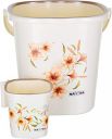 Nayasa Plastic Square Deluxe Bathroom Bucket 25 LTR & Mug 1.5 LTR Set (Cream)...