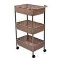 Nayasa Rope Trolley 3 Layers | Kitchen Organizer | Kitchen Shelf Organizer | Vegetable Basket for Onion,Potato | Vegetable Trolley with Wheels | 50.8 X 29.5 X 81.3 cm | Brown...