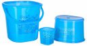 Nayasa Square Ring Funk Plastic Bucket Set | 18 Liters Bucket & 1.5 Liters Mug | Set of 3 | Accessories Set | Blue...