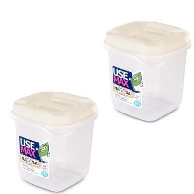 Nayasa Use Max Container 2000 ML 2 Pc Set, Beige