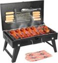 NE GRILLS BarbecueBasketFoldableforRoastBBQPortableGrillingwithWoodHandle Charcoal Grill...