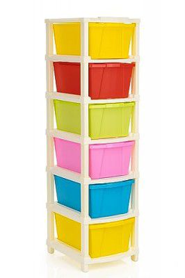 NEATERIZE 6 XL Plastic Modular Drawer System for Home, Office, Hospital, Parlor, School, Doctors, Home and Kids, Product Dimension When assembeled (30cmx35cmx105cm) (6XL) (Multi-colour)