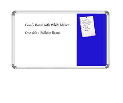 Nechams® White and Pin-up Notice Board in Combination (Blue, 4x3 ft)