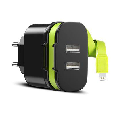 NEDIS Sweex Dual Port USB Fast Charging Wall Charger with Integrated MFI Cable