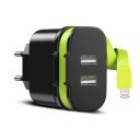 NEDIS Sweex Dual Port USB Fast Charging Wall Charger with Integrated MFI Cable...