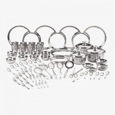 NEELAM Pack of 101 Stainless Steel Premium Eco Dinner Set Dinner Set (Silver)